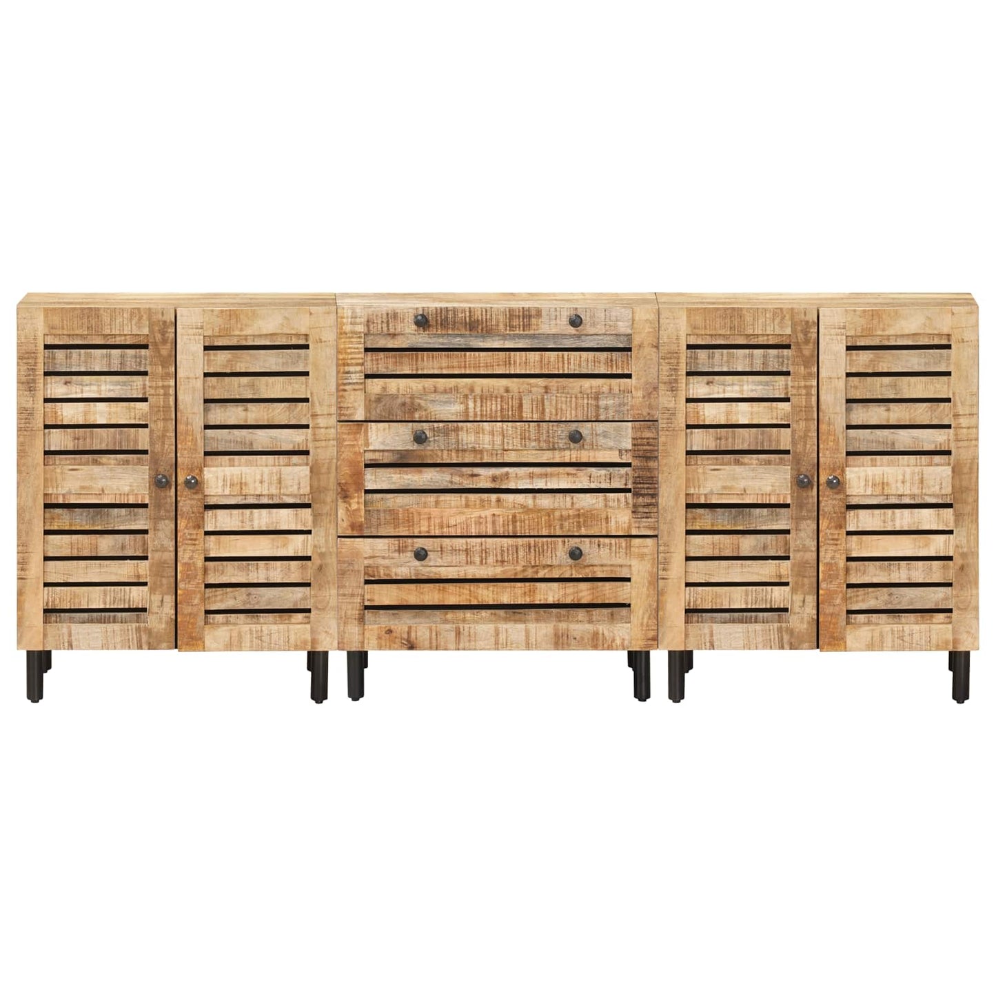 Stauraumschränke 3 Stk. 180 X 33 X 75 Cm Massivholz Mango Natur
