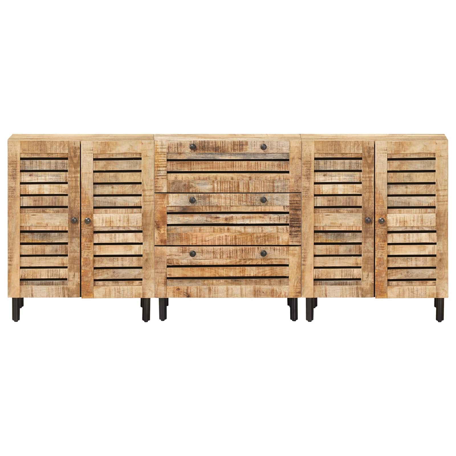 Stauraumschränke 3 Stk. 180 X 33 X 75 Cm Massivholz Mango Natur