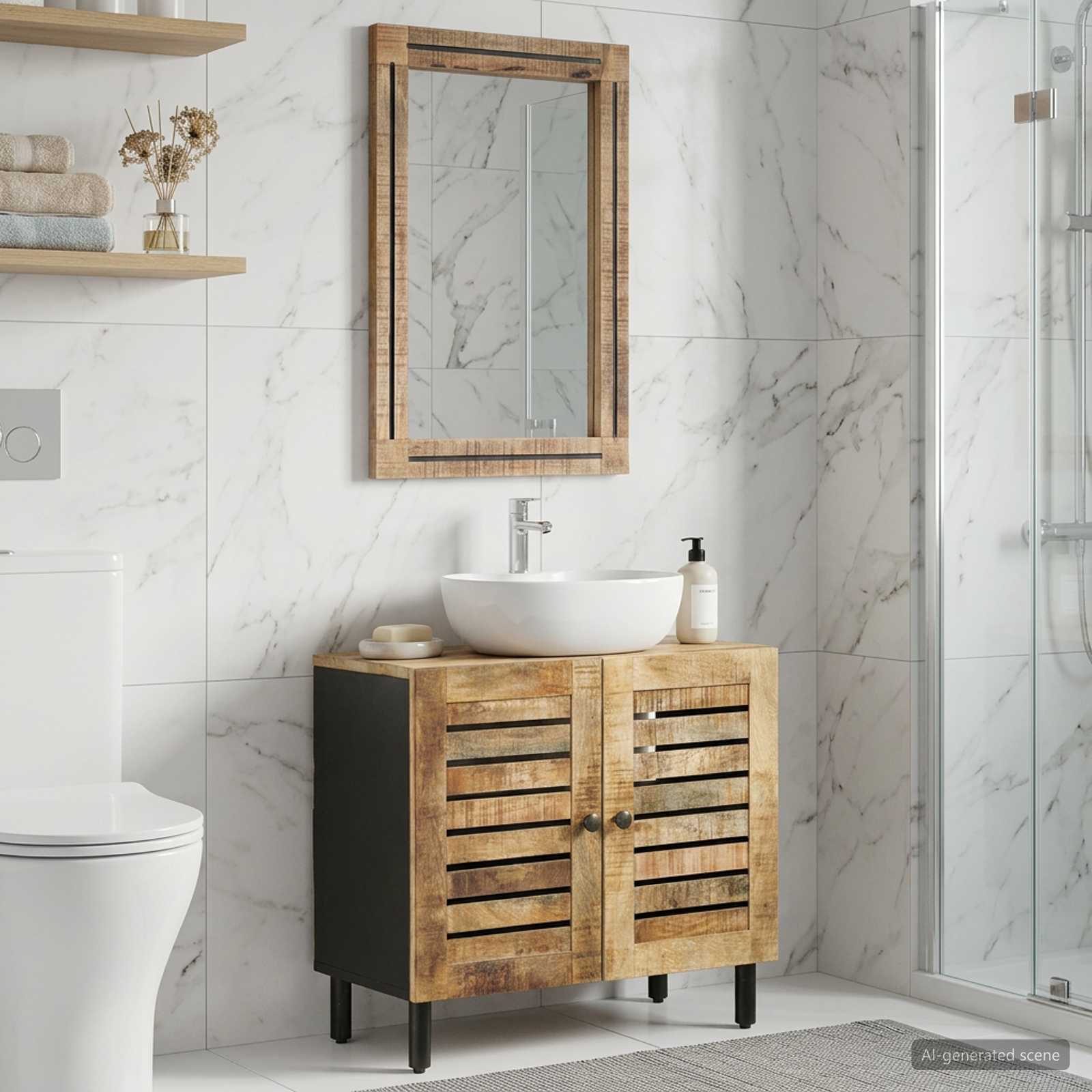 Badezimmerschrank-Set 2 Stk. Natur 62 X 33 X 58 Cm