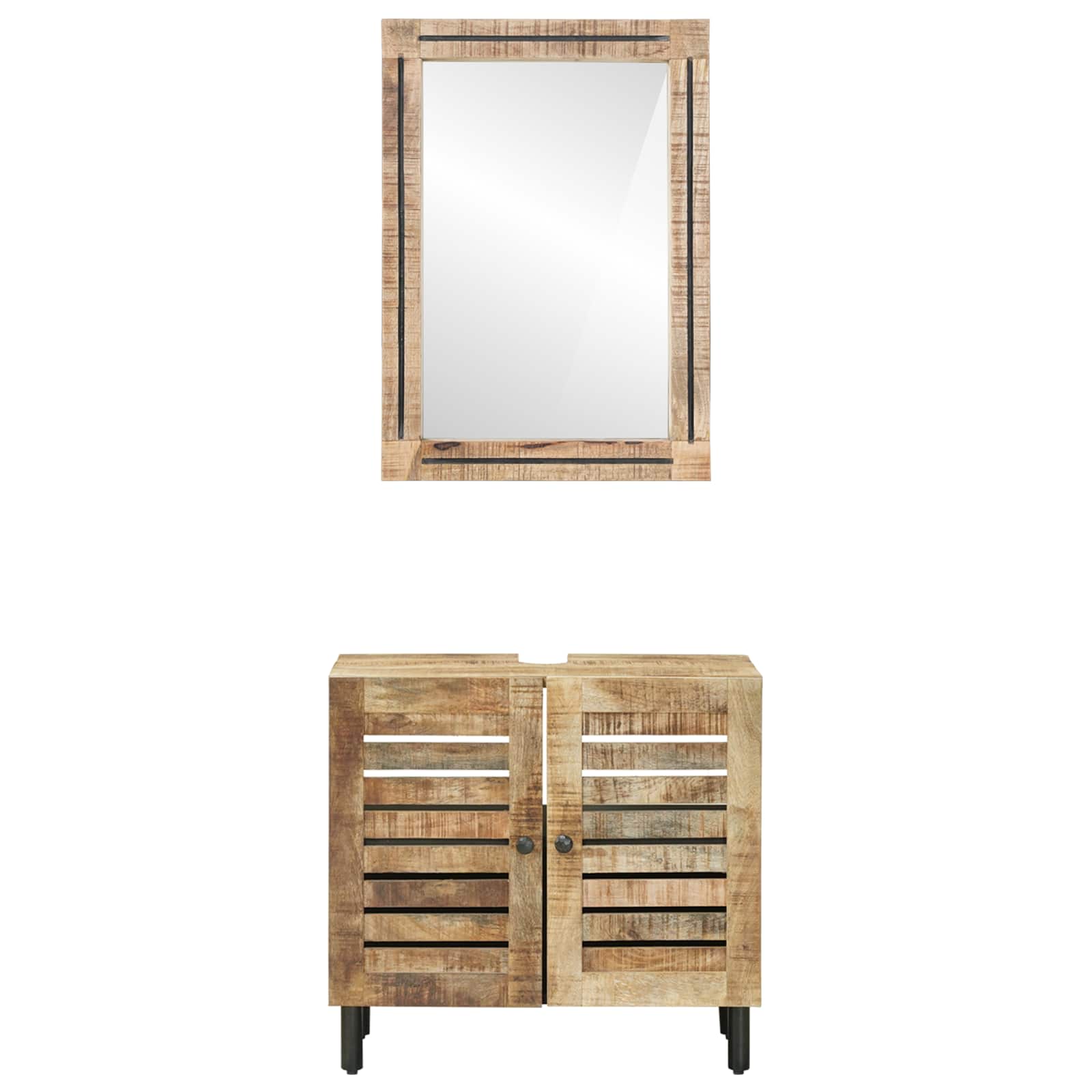 Badezimmerschrank-Set 2 Stk. Natur 62 X 33 X 58 Cm