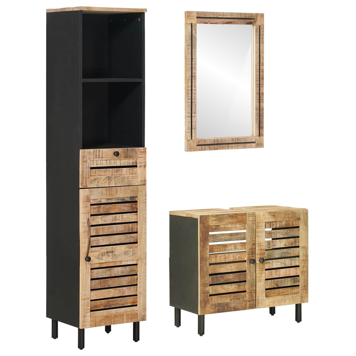 Badezimmerschrank-Set 3 Stk. Natur 38 X 33 X 160 Cm