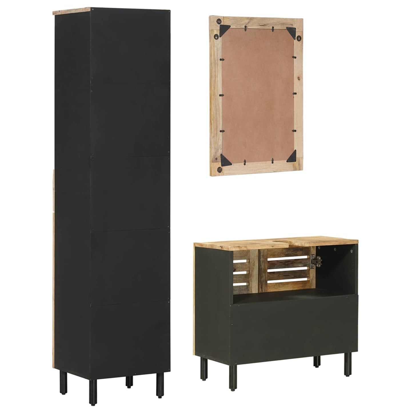Badezimmerschrank-Set 3 Stk. Natur 38 X 33 X 160 Cm