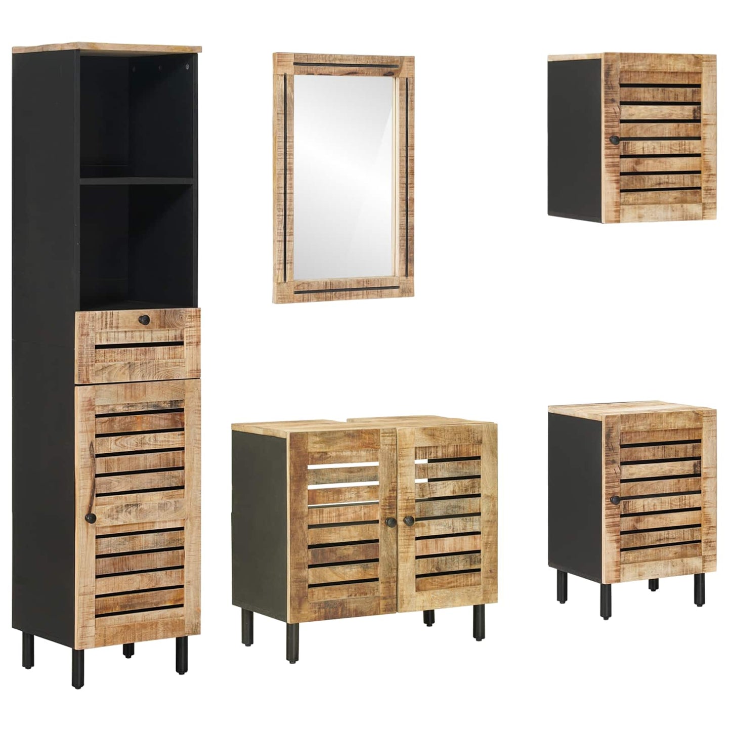 Badezimmerschrank-Set 5 Stk. Natur 38 X 33 X 160 Cm