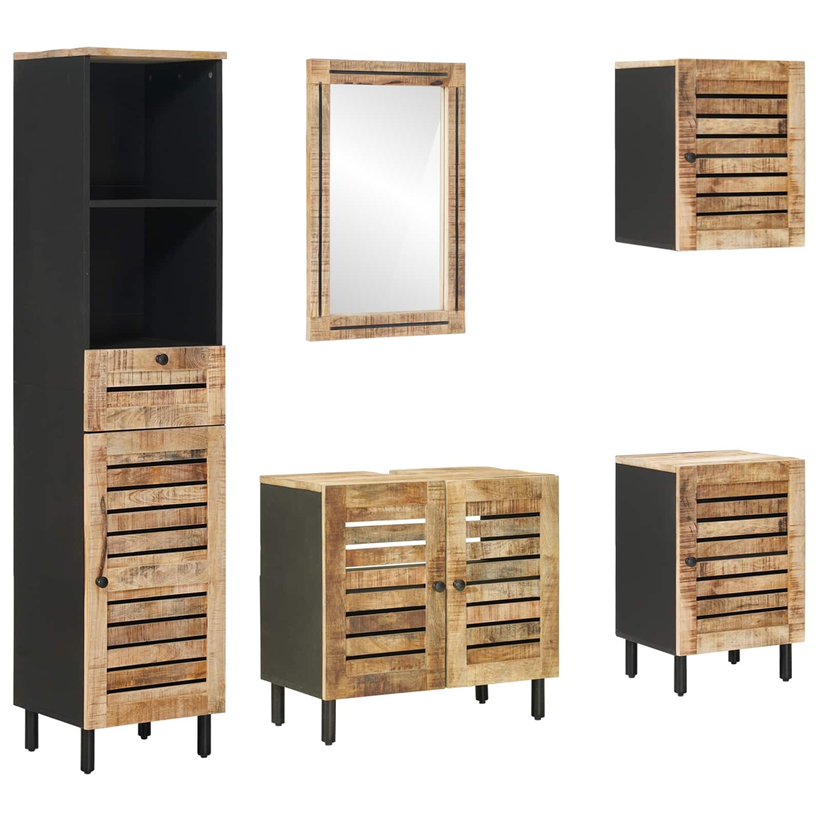 Badezimmerschrank-Set 5 Stk. Natur 38 X 33 X 160 Cm