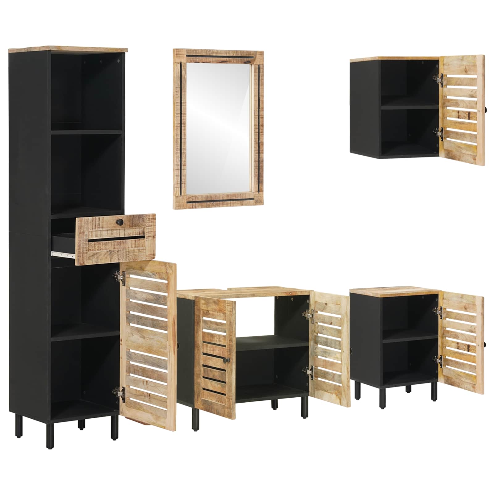 Badezimmerschrank-Set 5 Stk. Natur 38 X 33 X 160 Cm
