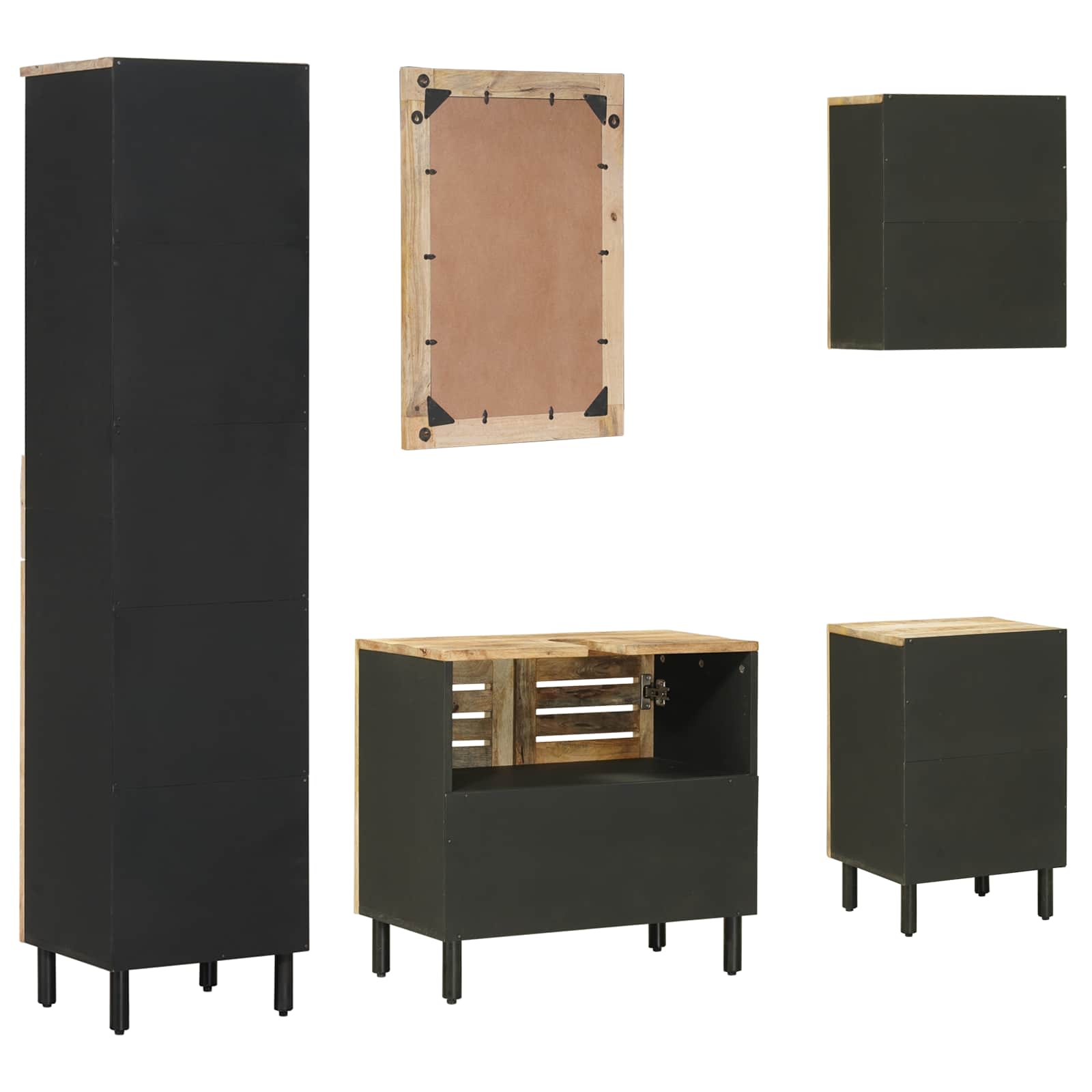 Badezimmerschrank-Set 5 Stk. Natur 38 X 33 X 160 Cm