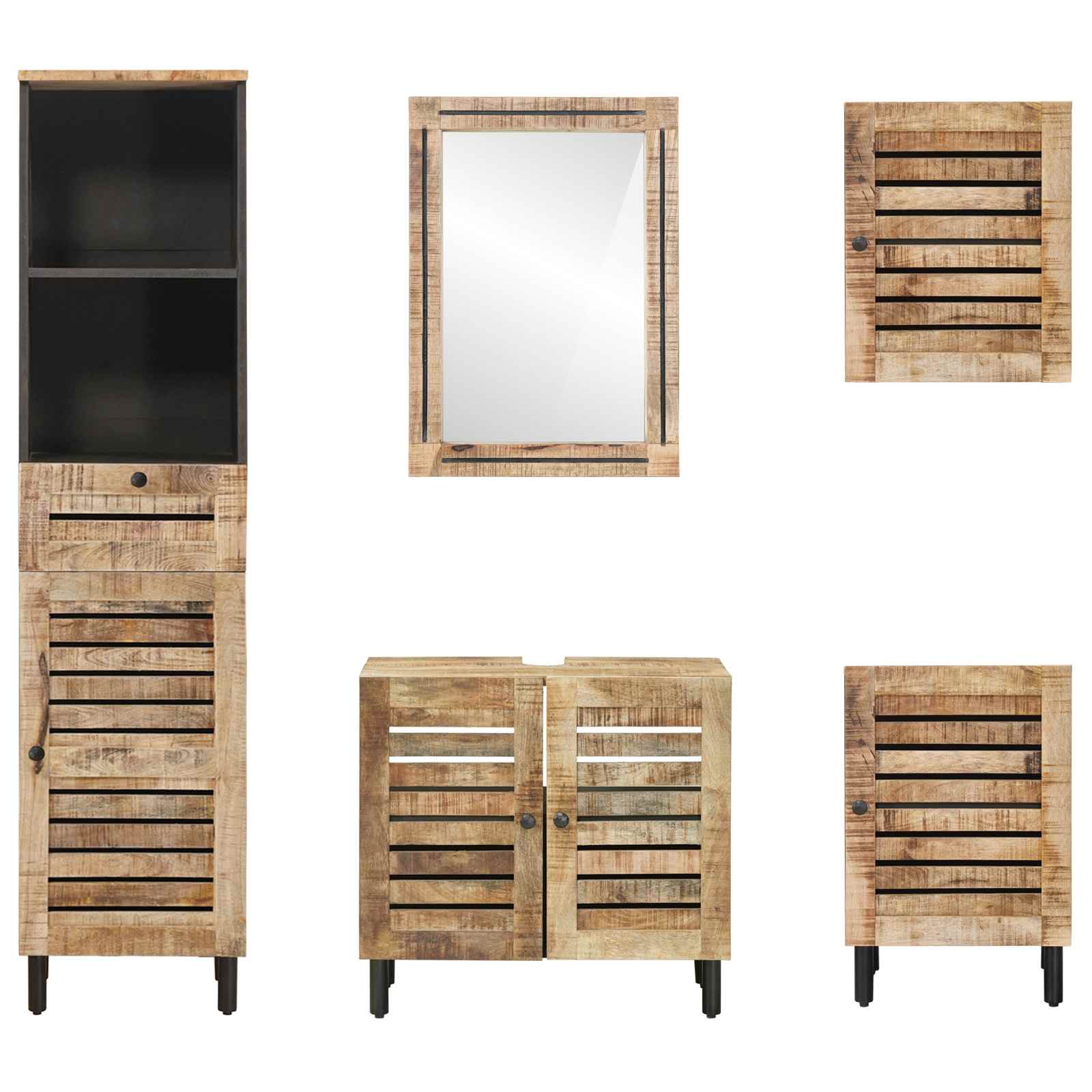Badezimmerschrank-Set 5 Stk. Natur 38 X 33 X 160 Cm
