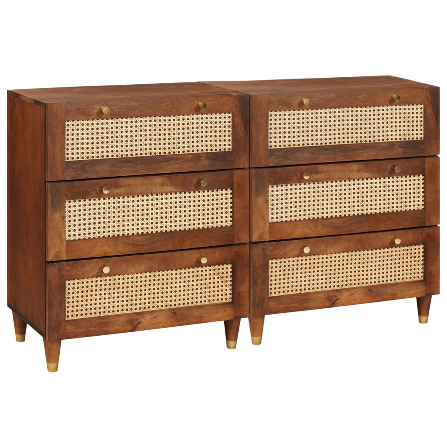 Sideboard Set 2 Pcs Braun 60 X 33,5 X 75 Cm Massivholz Mango