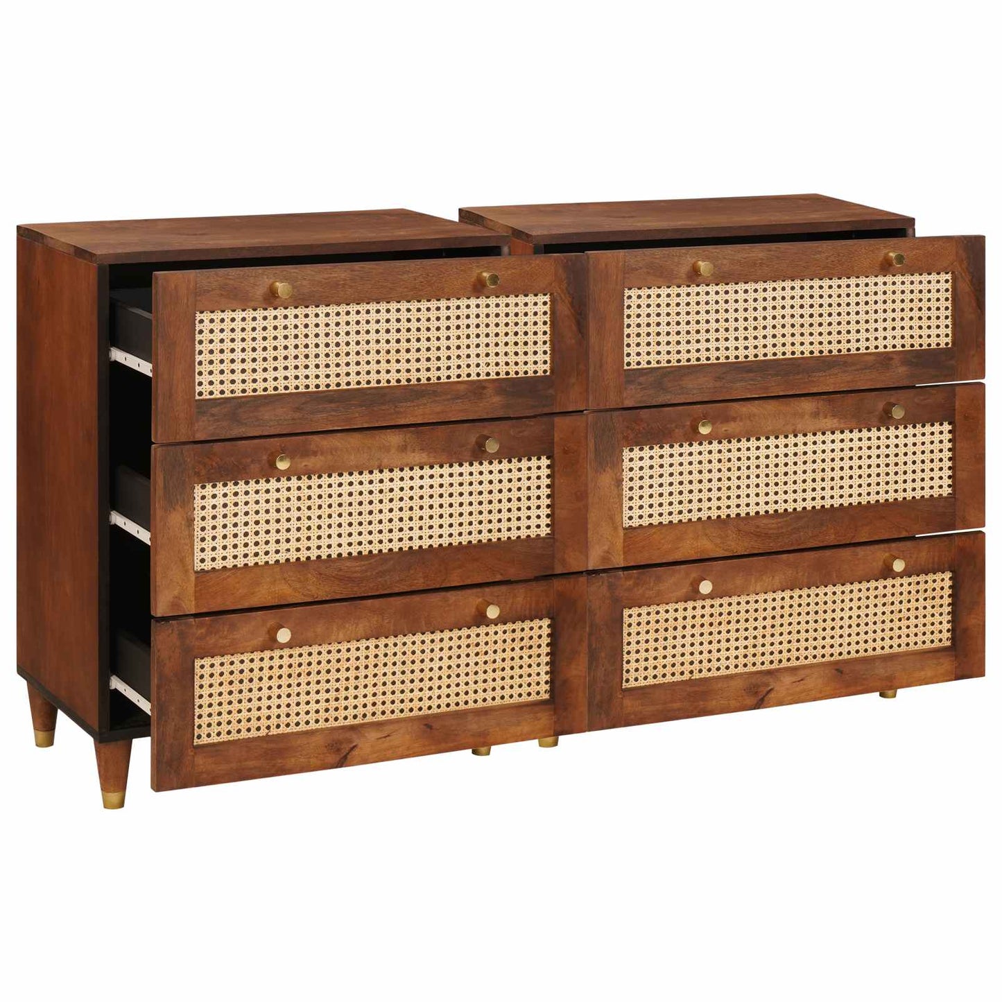 Sideboard Set 2 Pcs Braun 60 X 33,5 X 75 Cm Massivholz Mango