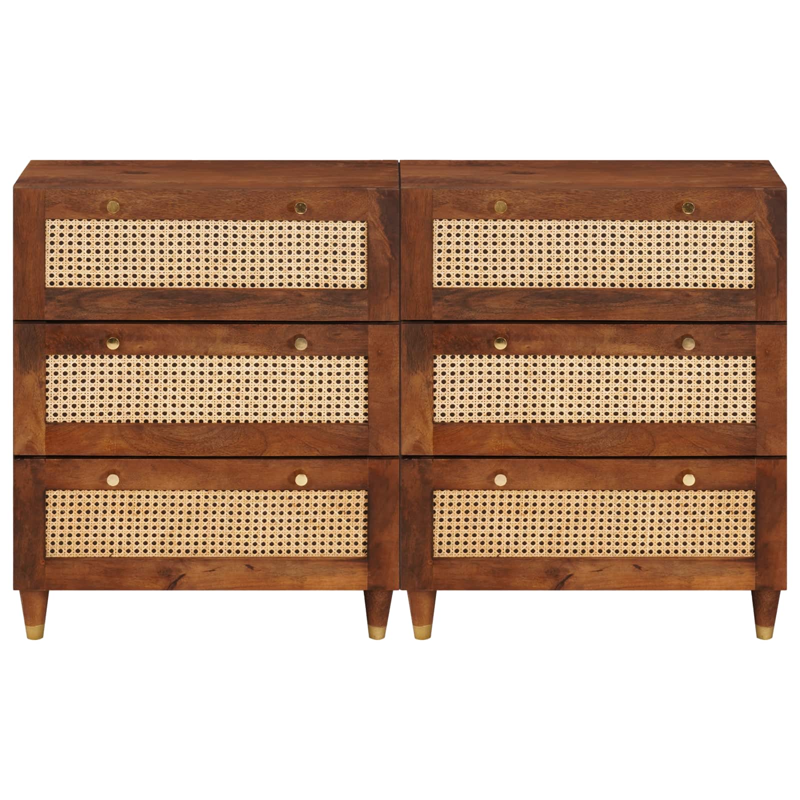 Sideboard Set 2 Pcs Braun 60 X 33,5 X 75 Cm Massivholz Mango