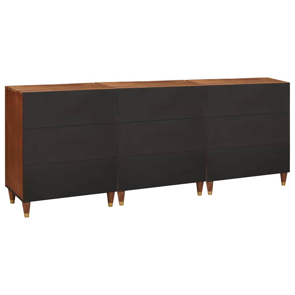 Sideboard Set 3 Pcs Braun 180 X 33 X 75 Cm Massivholz Mango
