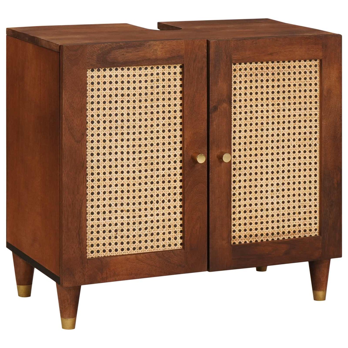 Badezimmerschrank 2 Pcs Schwarz Und Gold Massivholz Mango