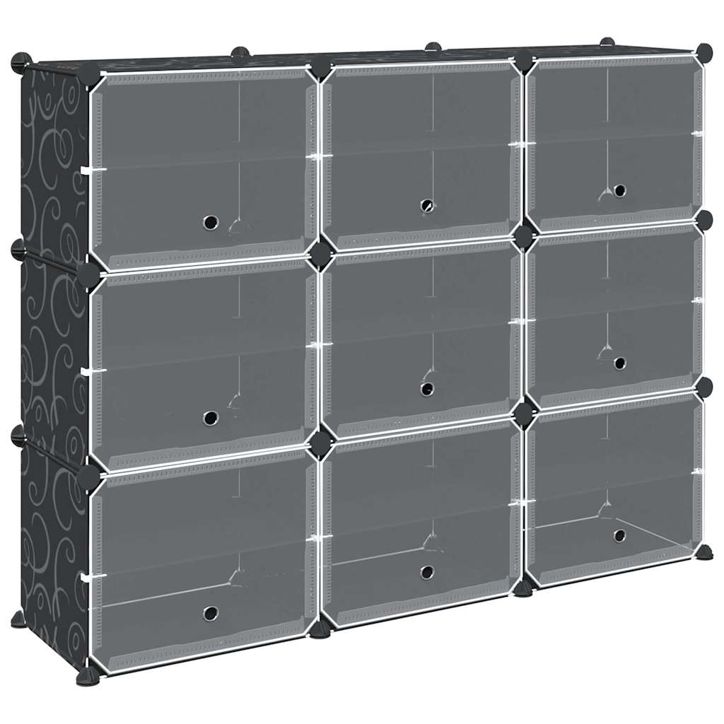 Regalsystem Mit 9 Würfeln Und Türen Schwarz Pp Artisan-Eiche