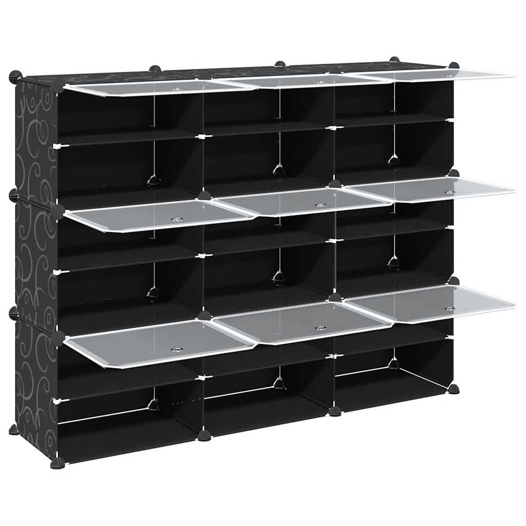 Regalsystem Mit 9 Würfeln Und Türen Schwarz Pp Artisan-Eiche