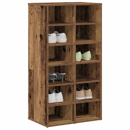 Schuhregal -Optik 54X34X100,5 Cm Holzwerkstoff Altholz