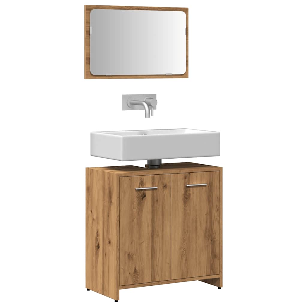 Badschrank Mit Spiegel Schwarz Eichen-Optik Holzwerkstoff