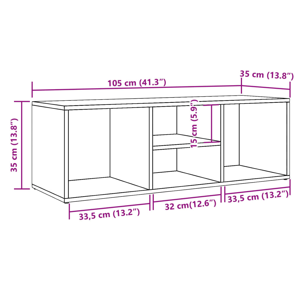 Schuhbank -Optik 105X35X35 Cm Holzwerkstoff Altholz