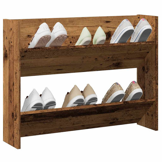 Wand-Schuhregal -Optik Holzwerkstoff Altholz