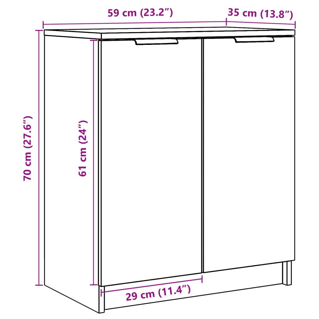 Schuhschrank -Optik 59X35X70 Cm Holzwerkstoff Altholz