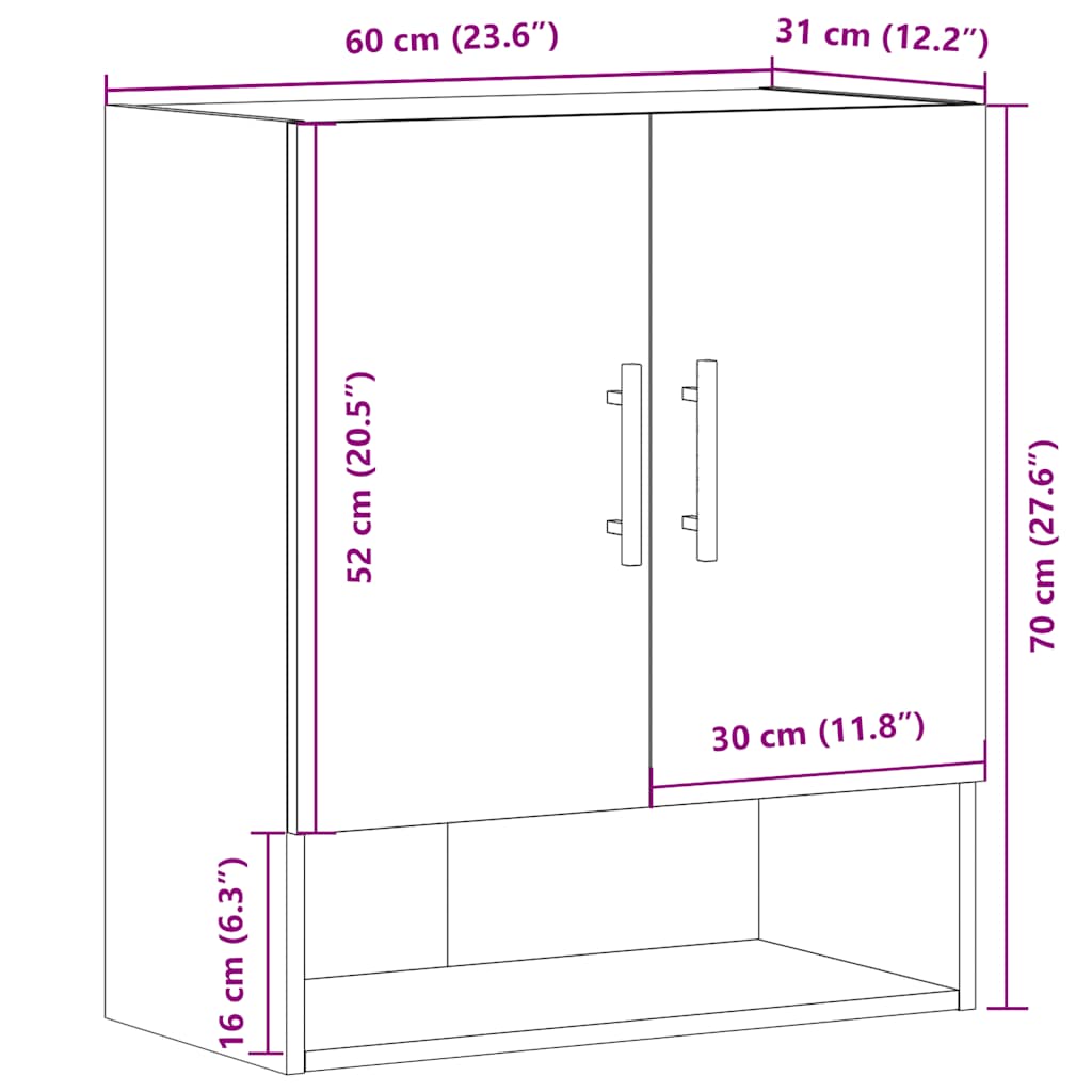 Wandschrank -Optik 60X31X70 Cm Holzwerkstoff