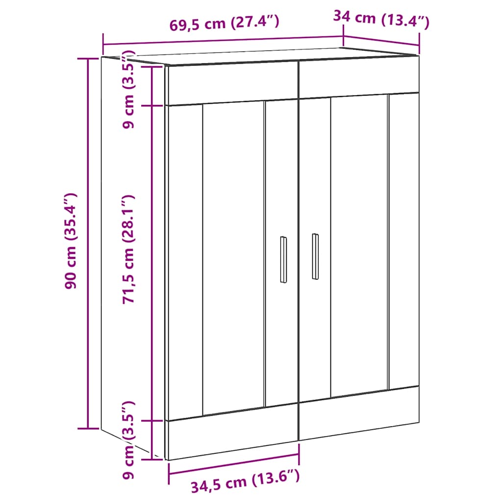 Wandschrank Artisan- 69,5X34X90 Cm Holzwerkstoff