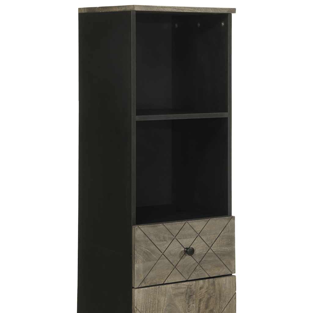 Badschrank Schwarz 38X33X160 Cm Massivholz Mango