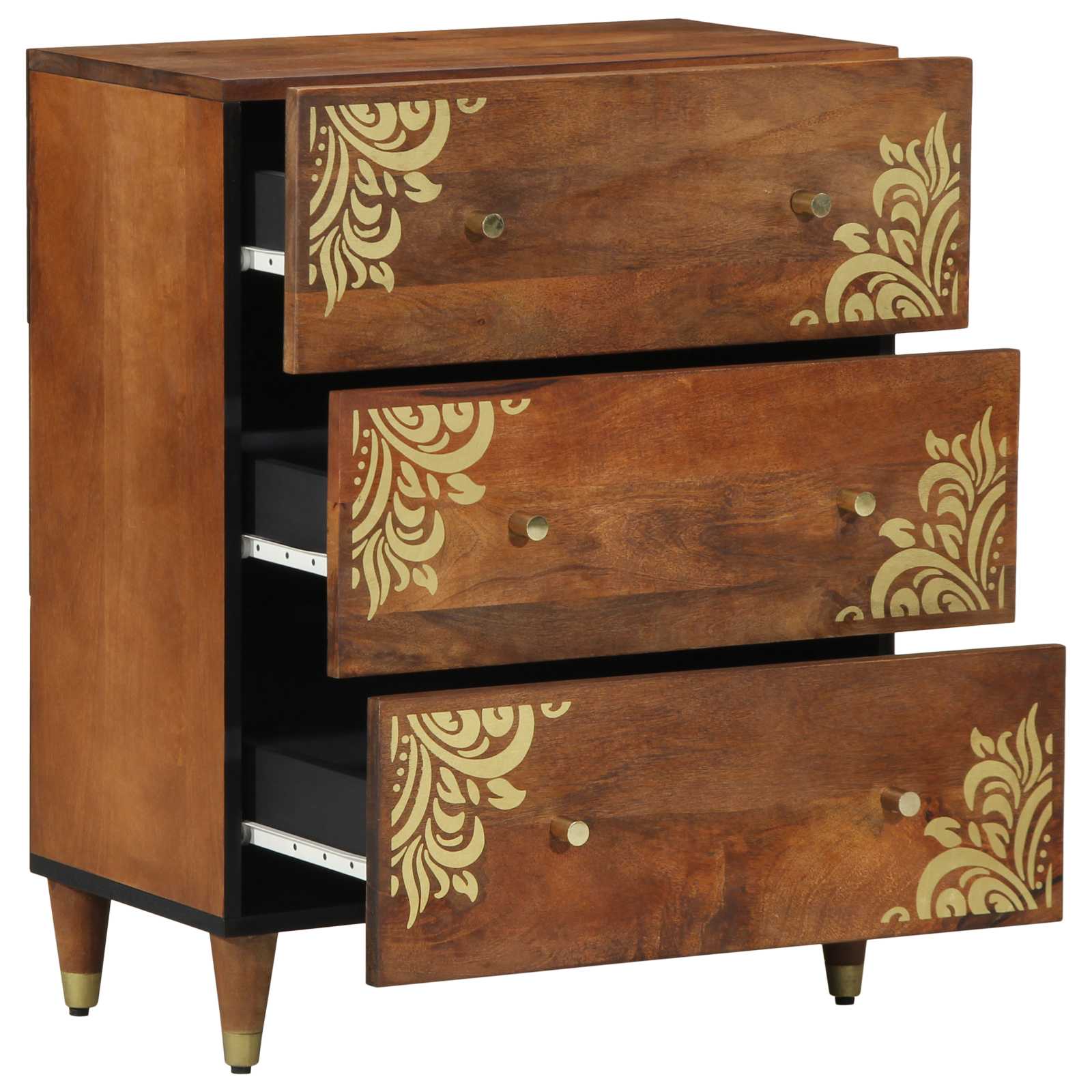 Sideboard Braun 60 X 33 X 75 Cm Massivholz Mango
