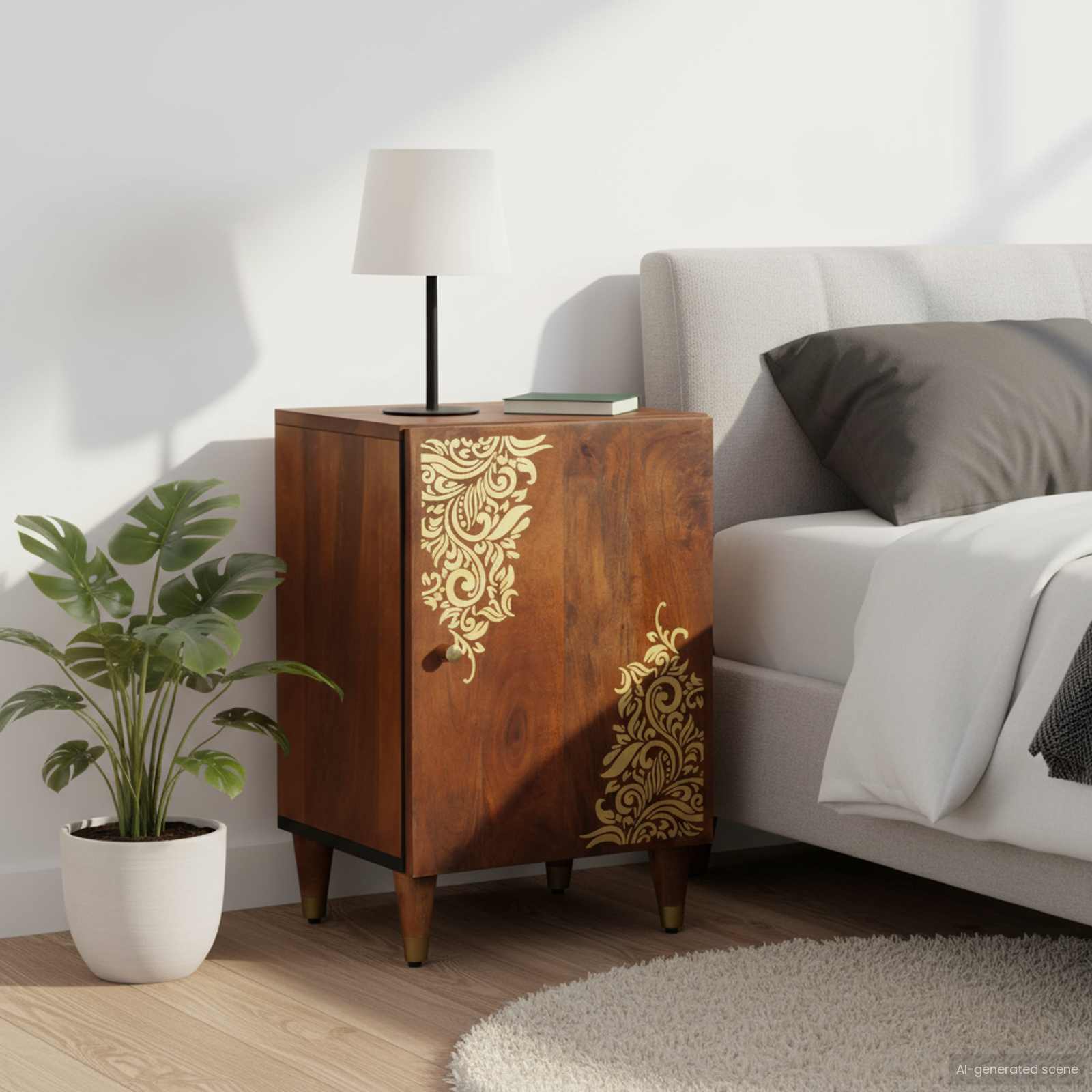 Badezimmerschrank 38 X 33 X 58 Cm Massivholz Mango