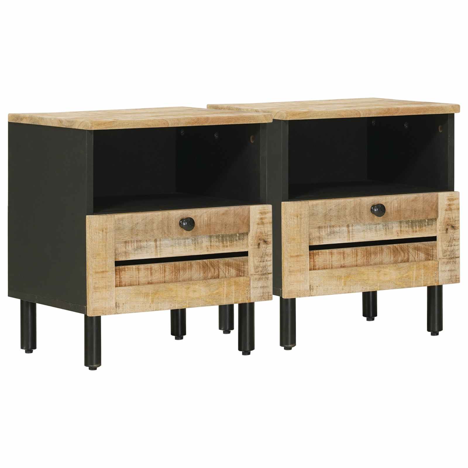Nachttisch 2 Pcs Braun 40 X 33 X 46 Cm Massivholz Mango