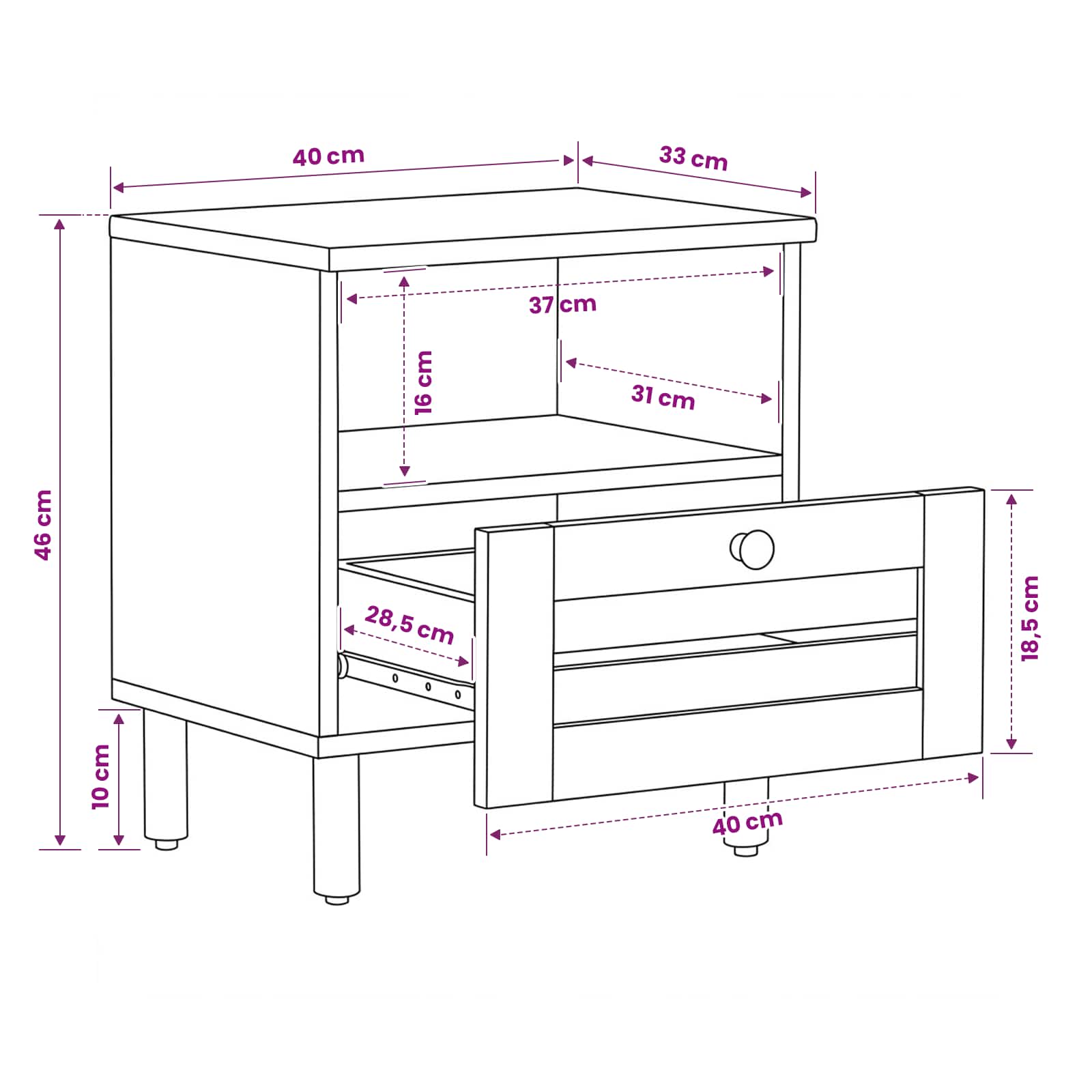 Nachttisch 2 Pcs Braun 40 X 33 X 46 Cm Massivholz Mango
