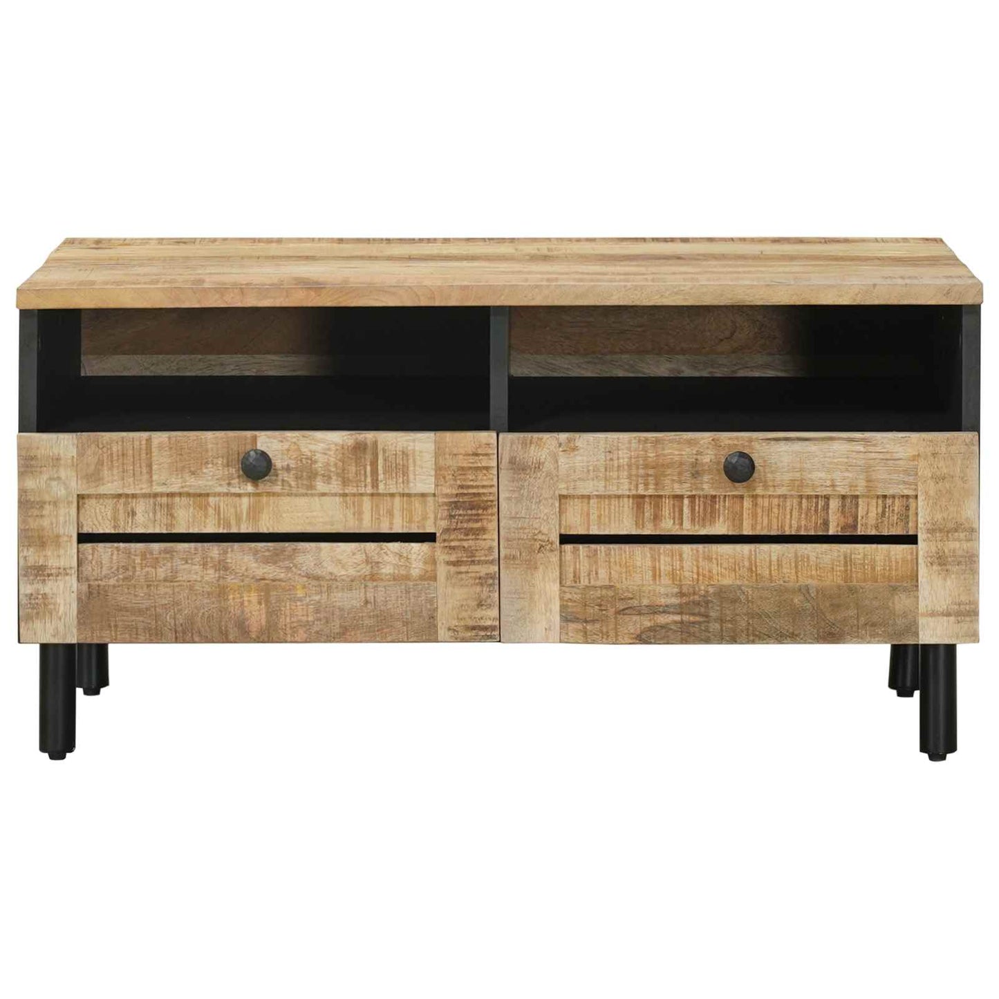 Couchtisch Braun Und Schwarz 80 X 54 X 40 Cm Massivholz Mango