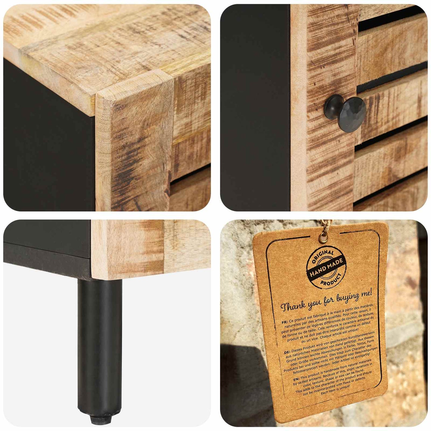 Badezimmerschrank Mit Tür Braun Und Schwarz 38 X 33,5 X 58 Cm