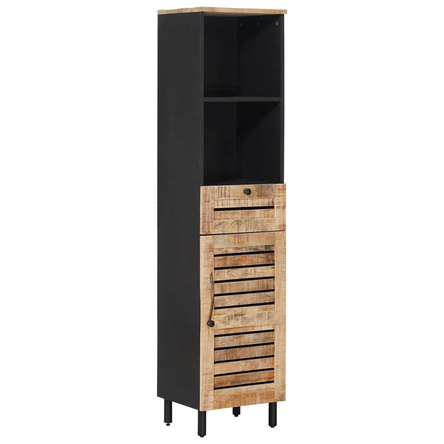 Badezimmerschrank Mit Tür Braun Und Schwarz 38 X 33,5 X 160 Cm