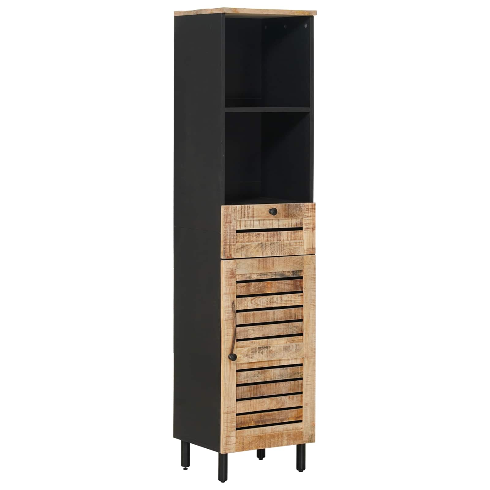 Badezimmerschrank Mit Tür Braun Und Schwarz 38 X 33,5 X 160 Cm