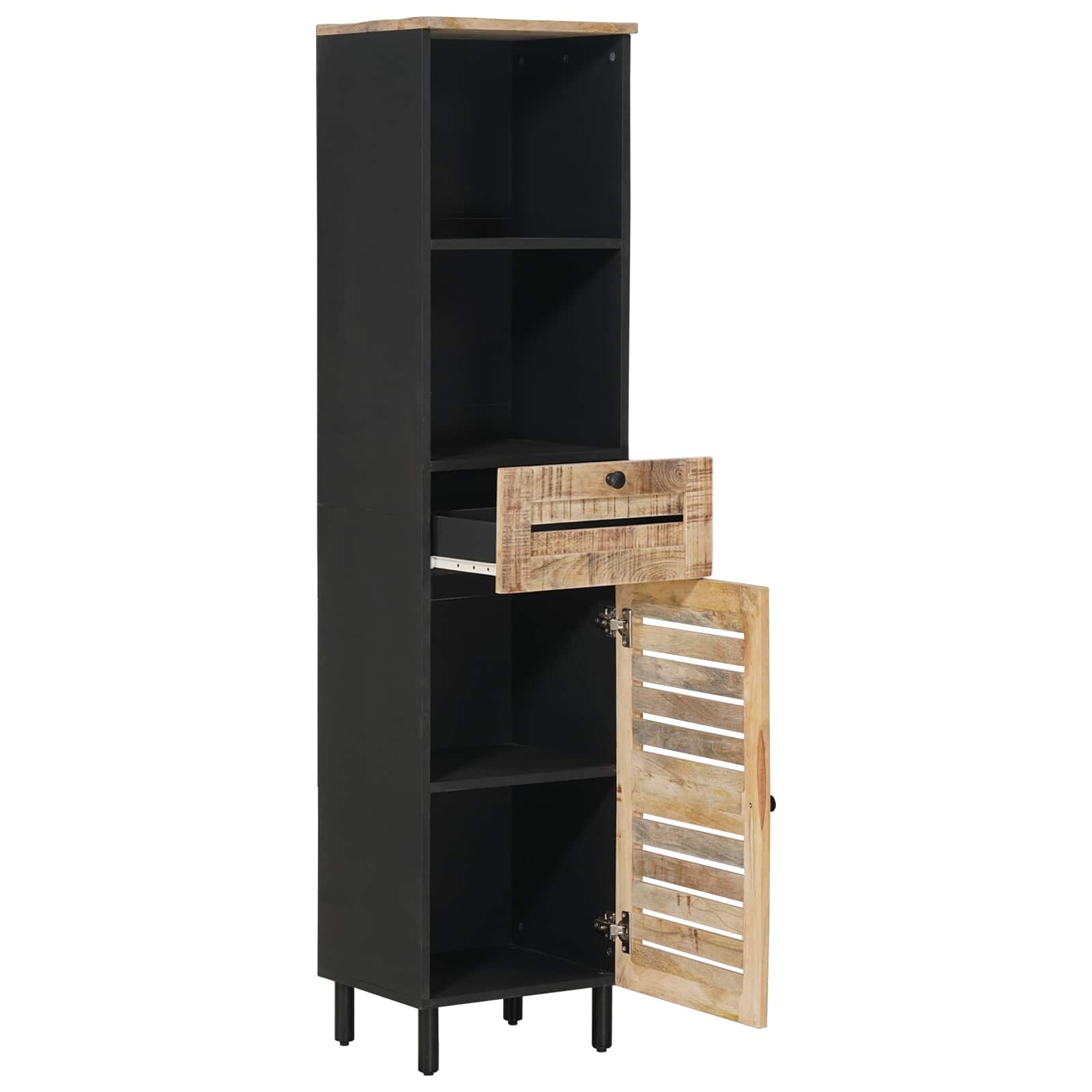 Badezimmerschrank Mit Tür Braun Und Schwarz 38 X 33,5 X 160 Cm