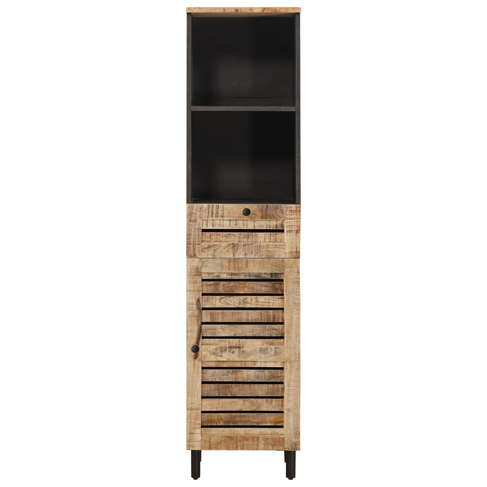 Badezimmerschrank Mit Tür Braun Und Schwarz 38 X 33,5 X 160 Cm
