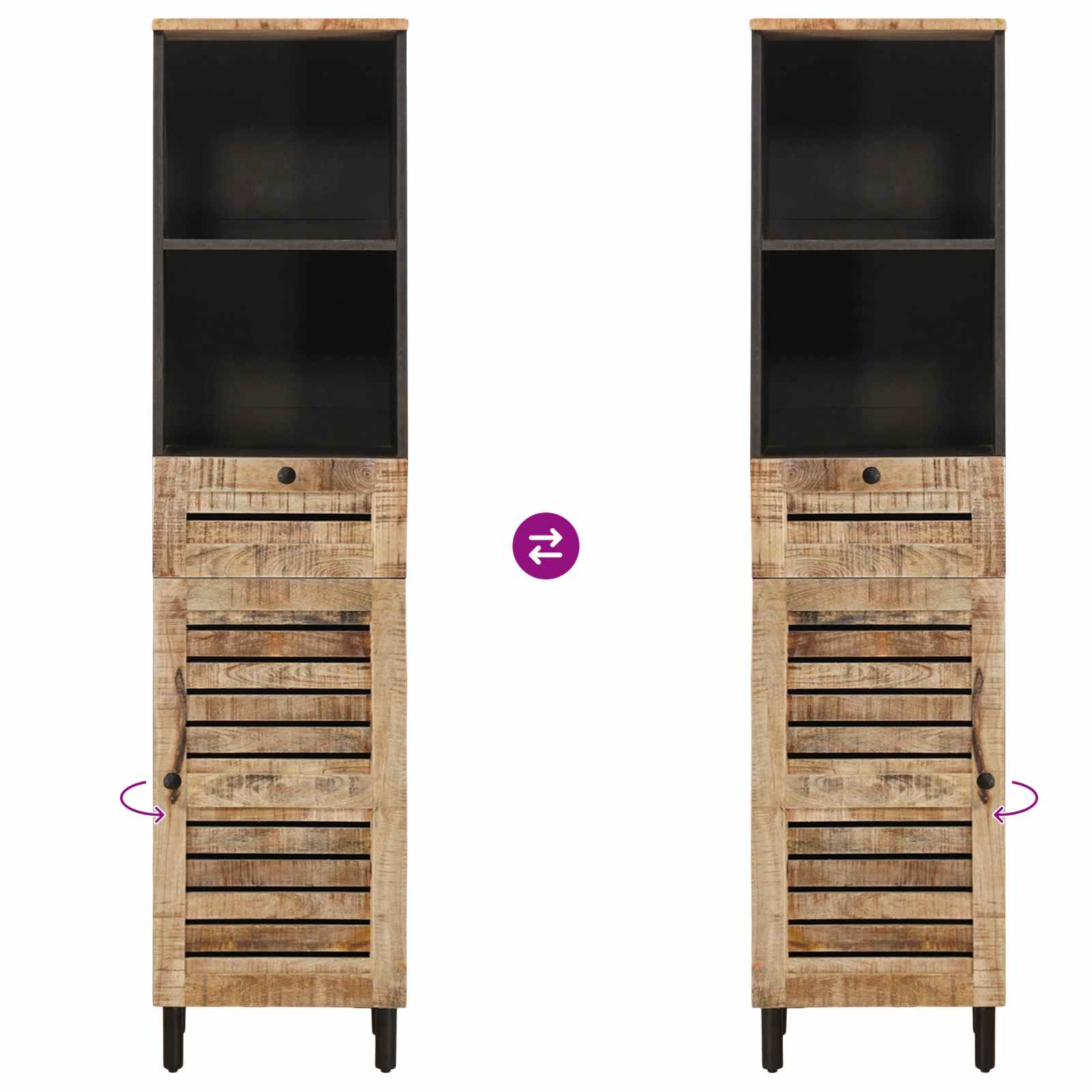 Badezimmerschrank Mit Tür Braun Und Schwarz 38 X 33,5 X 160 Cm