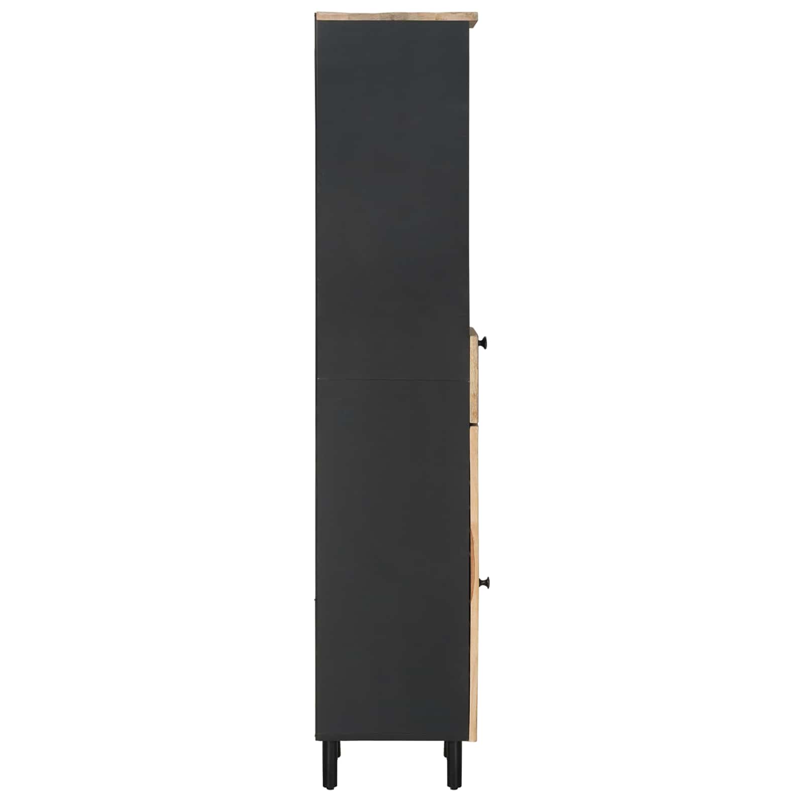 Badezimmerschrank Mit Tür Braun Und Schwarz 38 X 33,5 X 160 Cm
