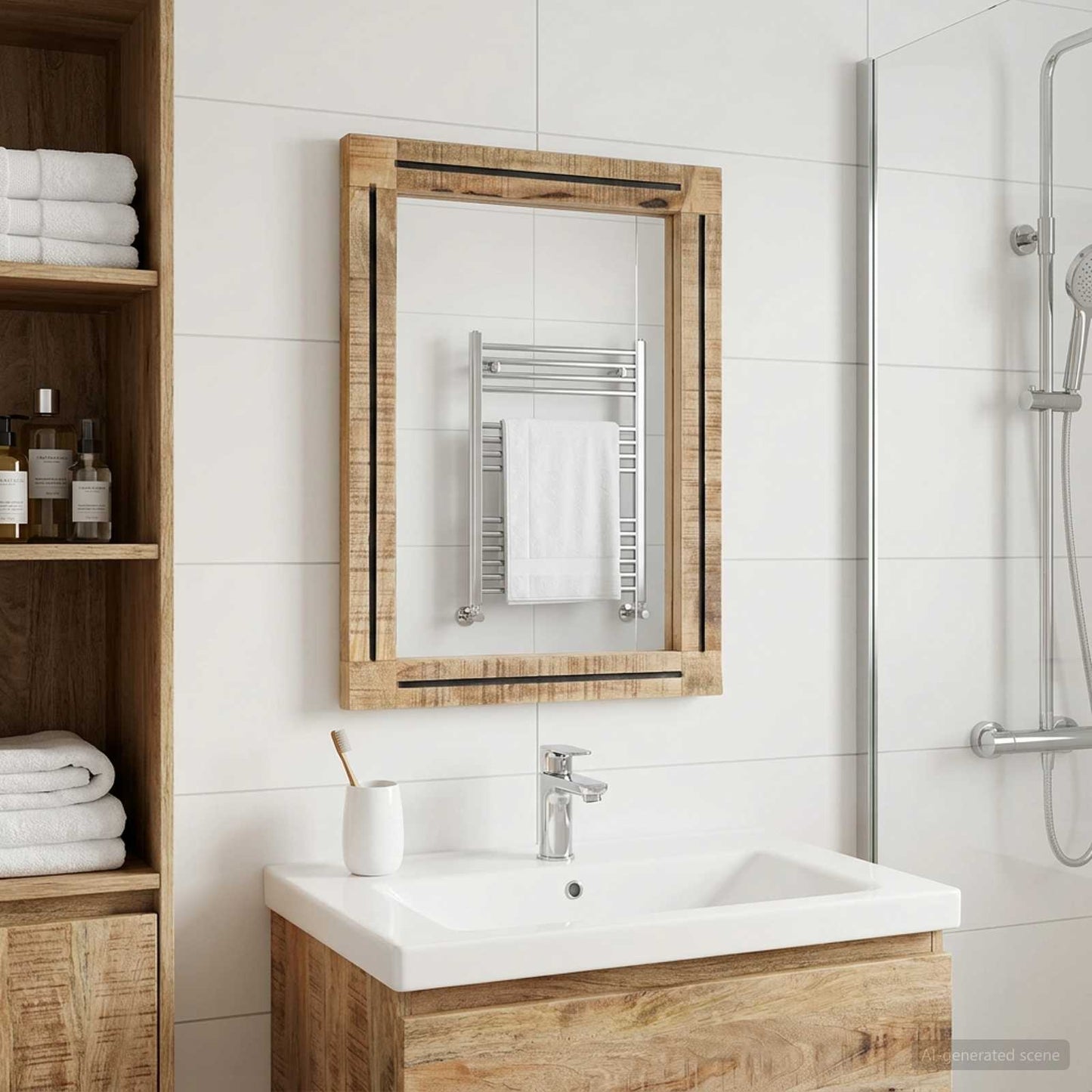 Spiegel Wandmontiert Braun Und Schwarz 70 X 50 X 3 Cm Glas