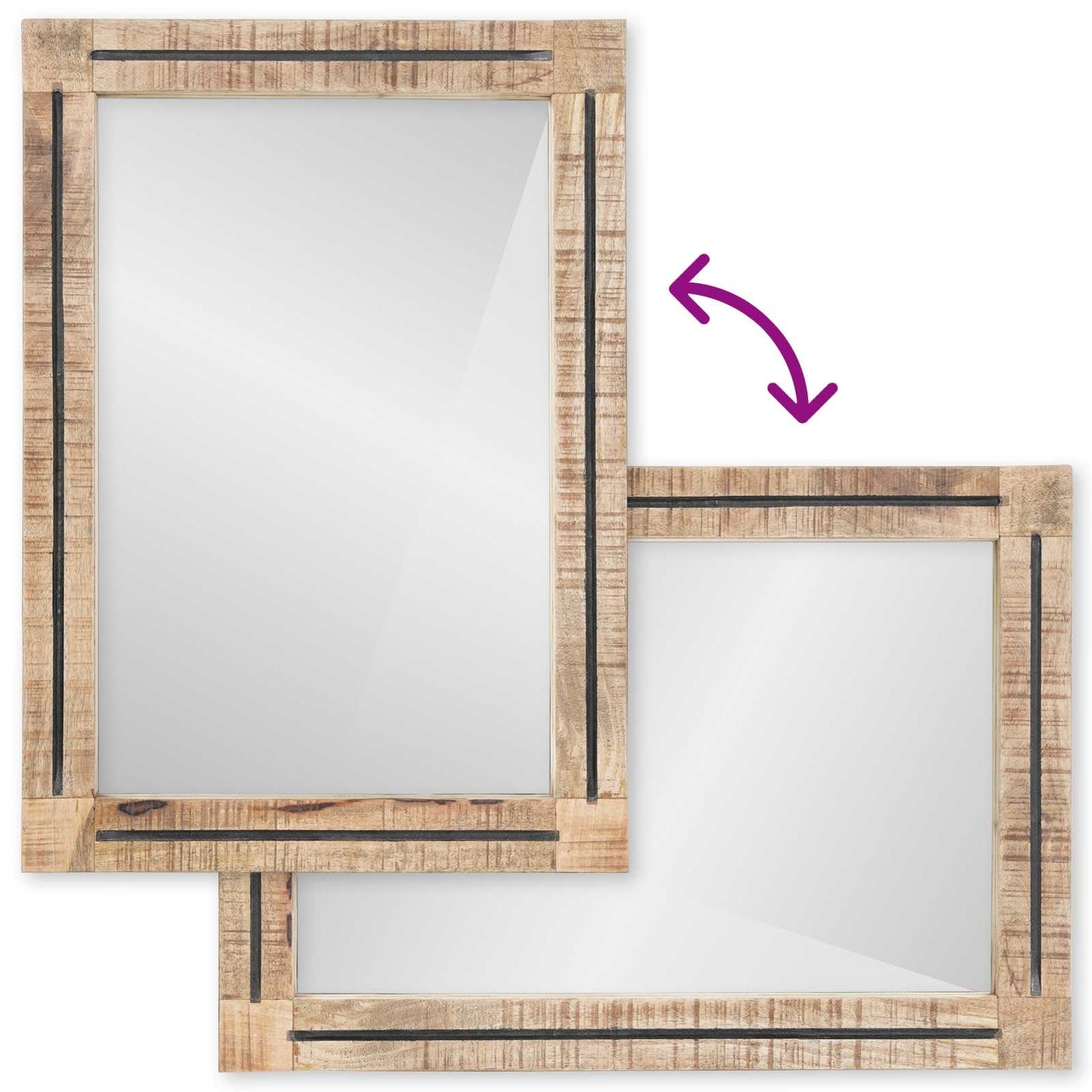 Spiegel Wandmontiert Braun Und Schwarz 70 X 50 X 3 Cm Glas