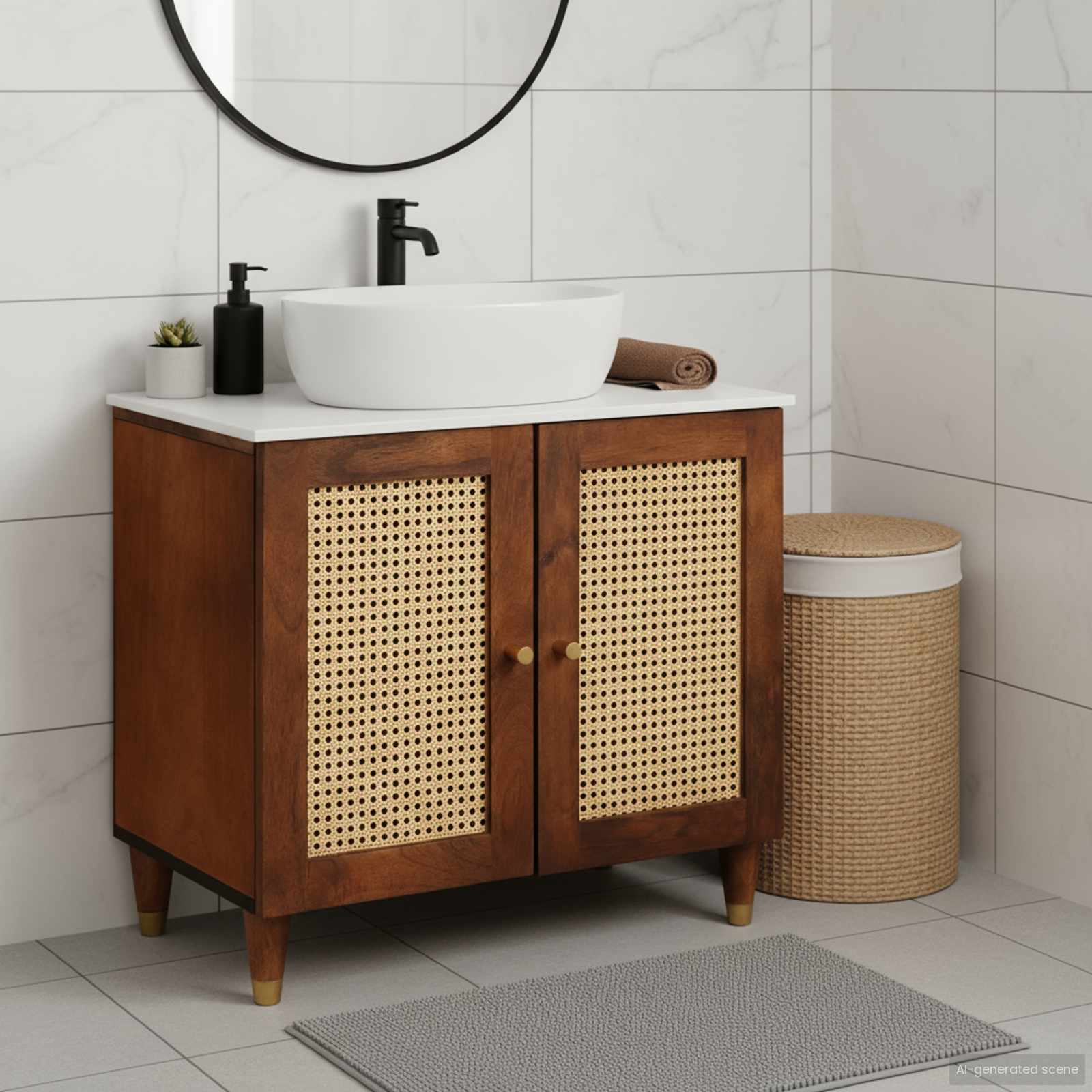 Waschbeckenunterschrank Braun 62 X 33 X 58 Cm Holzwerkstoff