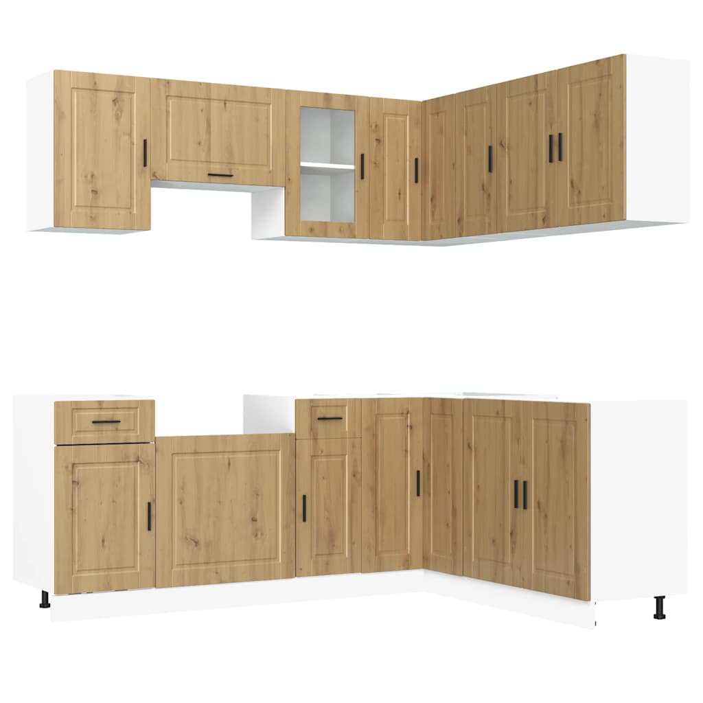 11-Tlg. Küchenschrank-Set Porto Artisan-Eiche Holzwerkstoff Altholz