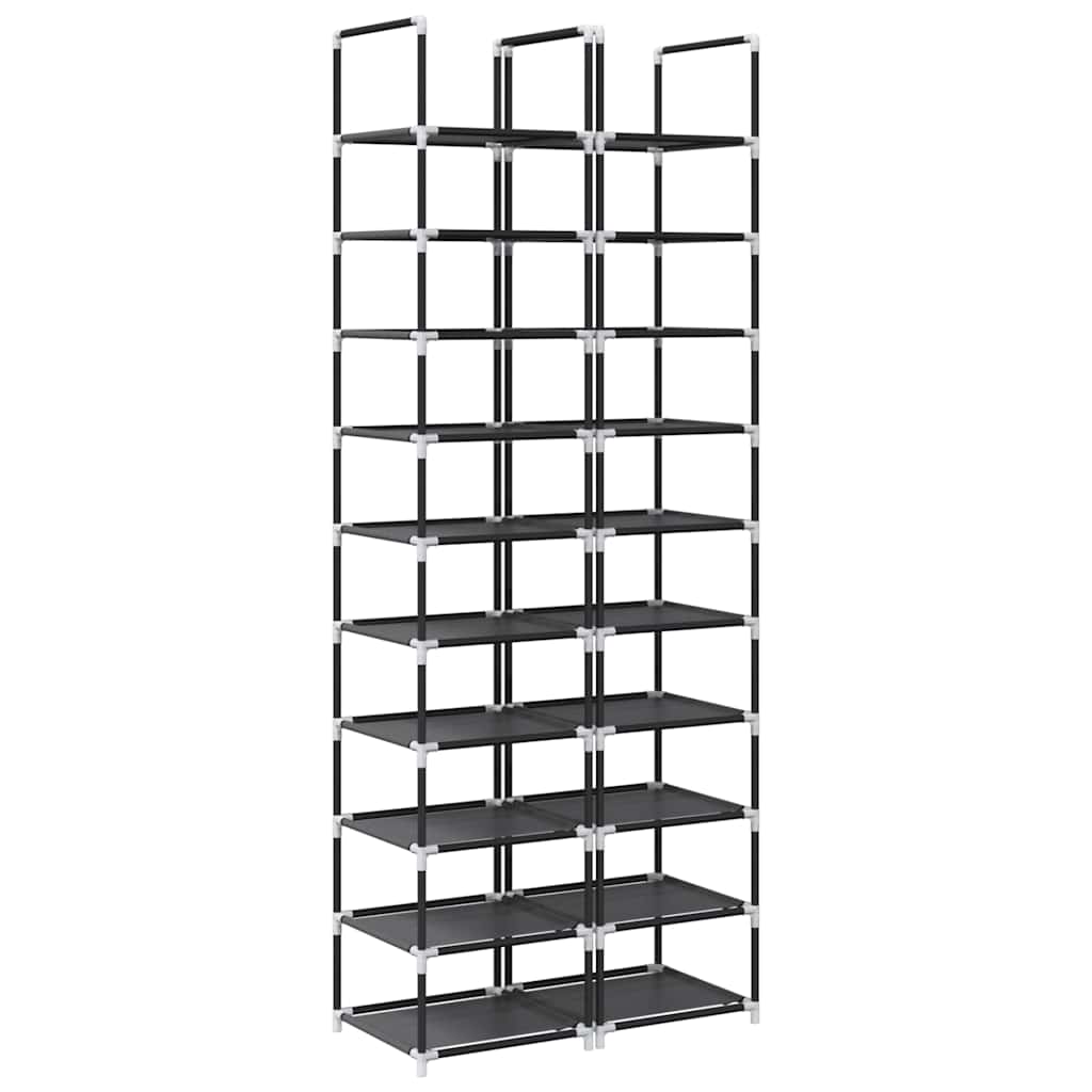Schuhregale 2 Stk. 10 Ebenen Schwarz 33X33X174 Cm Vliesstoff