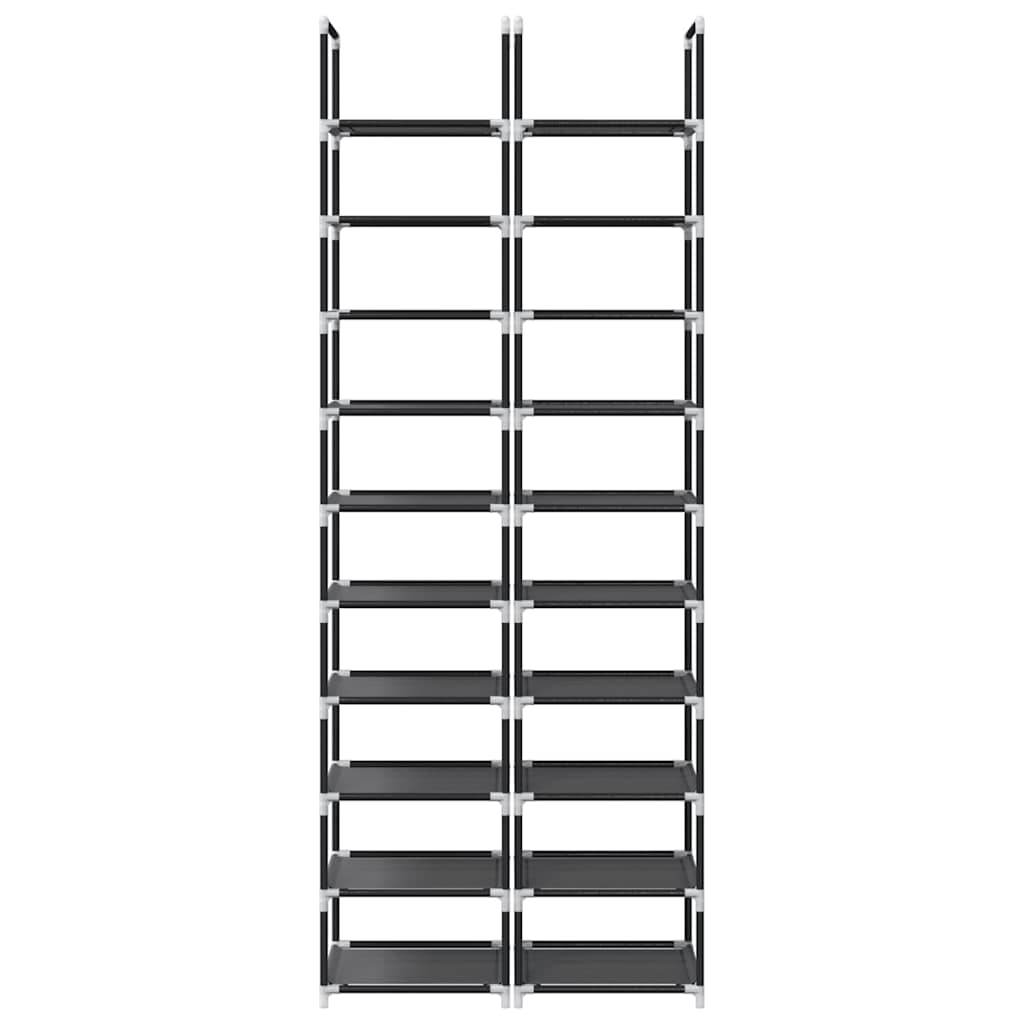 Schuhregale 2 Stk. 10 Ebenen Schwarz 33X33X174 Cm Vliesstoff