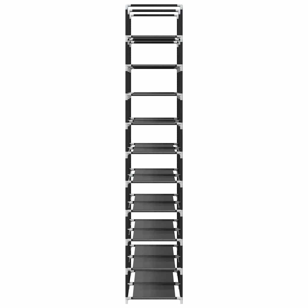 Schuhregale 2 Stk. 10 Ebenen Schwarz 33X33X174 Cm Vliesstoff