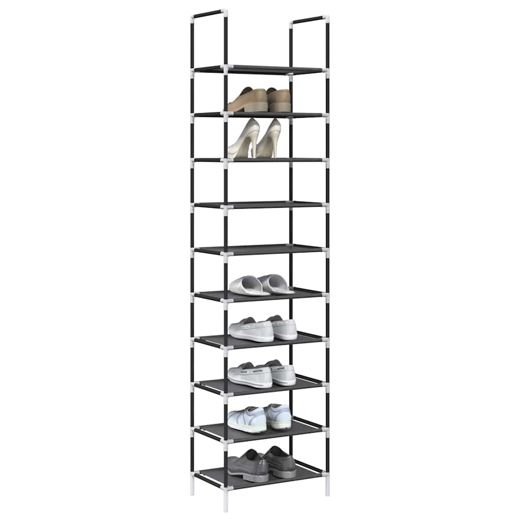 Schuhregal 10-Stöckig Schwarz Vliesstoff