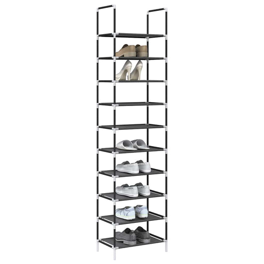 Schuhregal 10-Stöckig Schwarz Vliesstoff