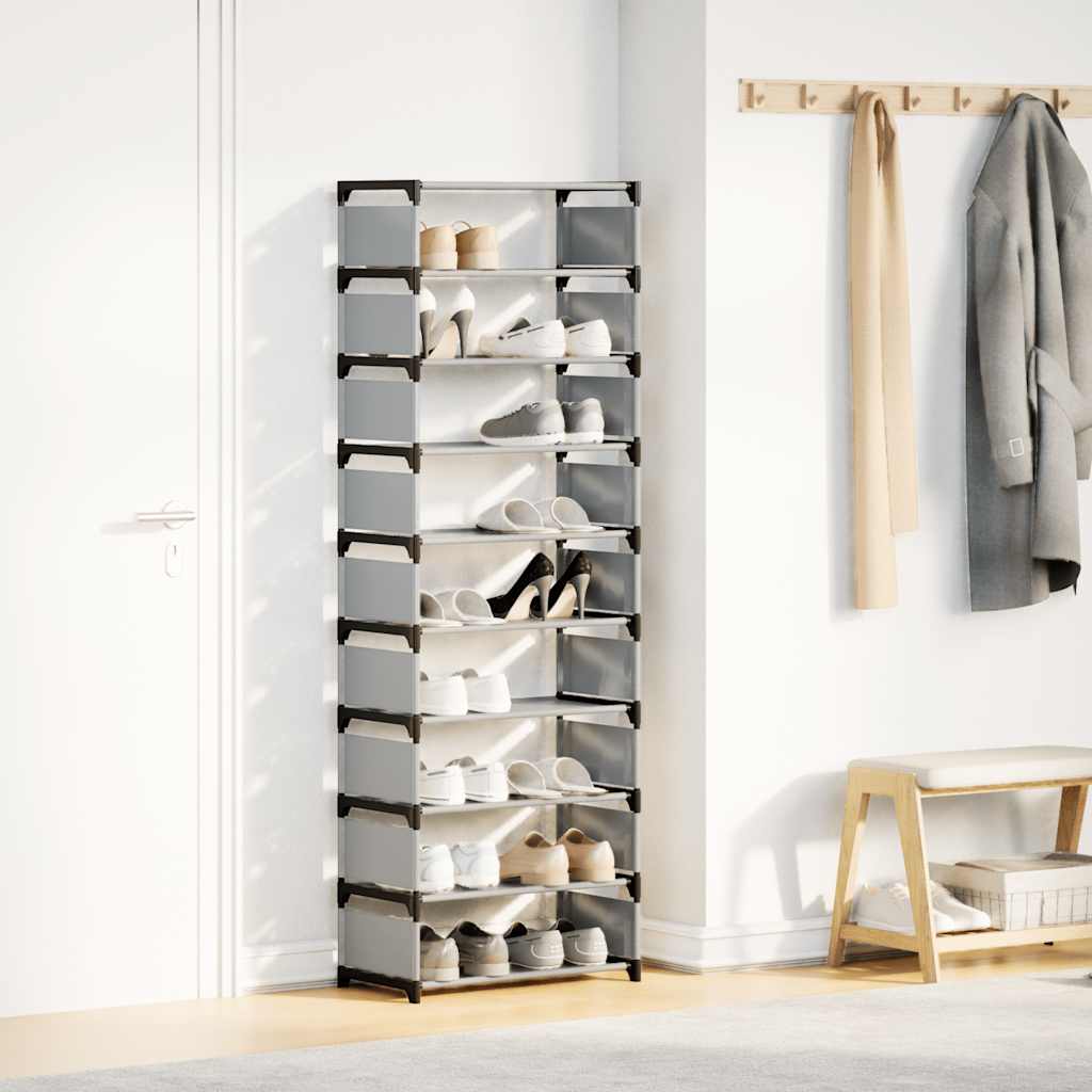 Schuhregal 10-Stöckig Grau 54X28X Vliesstoff