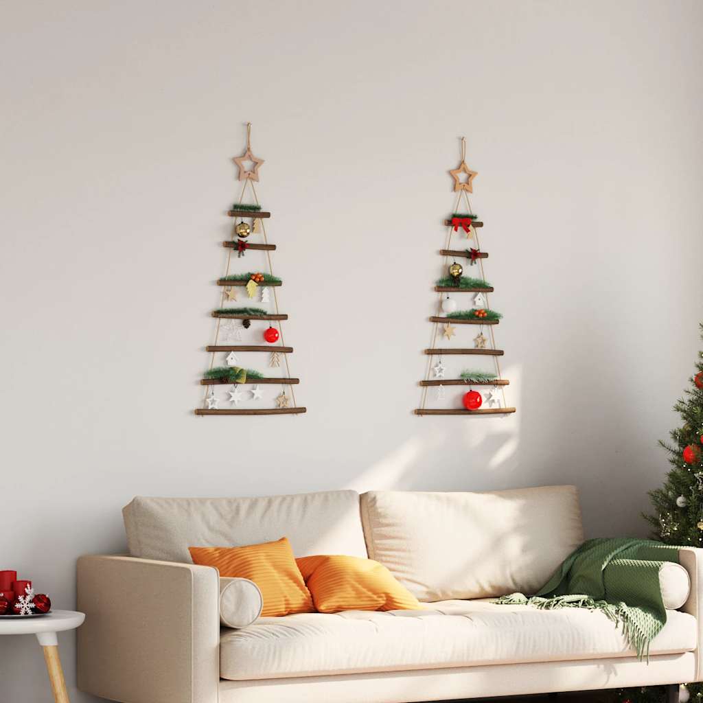 Hängende Weihnachtsbäume Mit Spitzensternen 2 Stk. Naturzweig Schwarz
