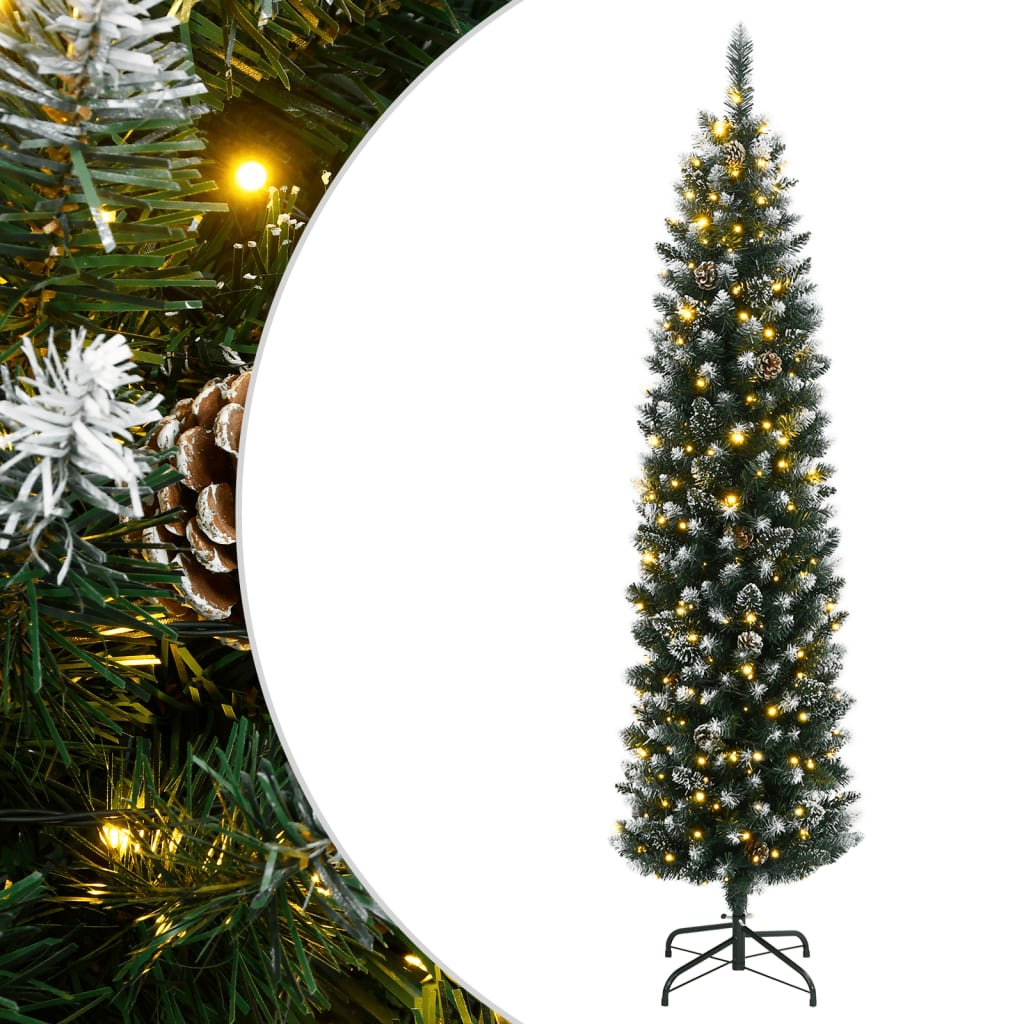 Künstlicher Schlanker Weihnachtsbaum Mit 150 Leds Grün